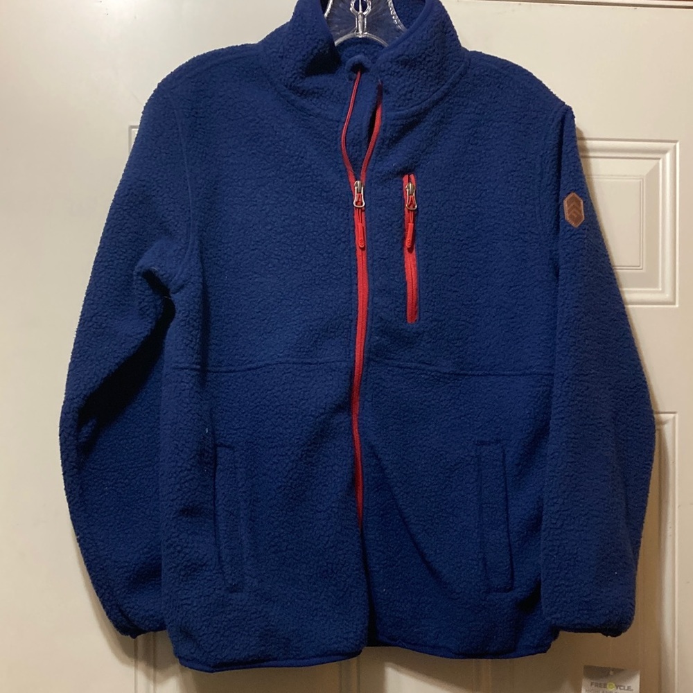 Kids Navy Fleece Jacket with Red Zippers 10/12 NWT